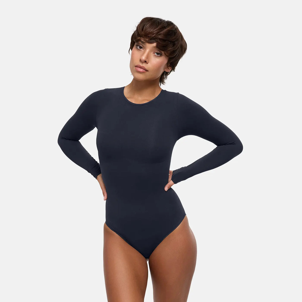 Crewneck Bodysuit Sculpting Shapewear Longsleeve mit Slip