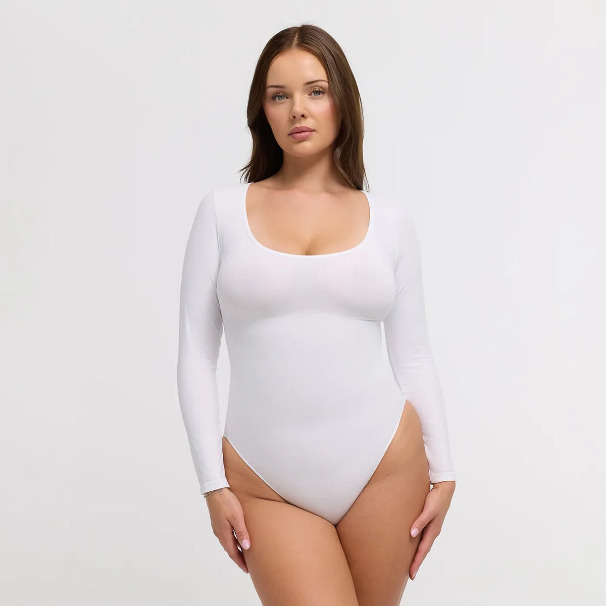 Clean Longsleeve Sculpting Bodysuit with Slip