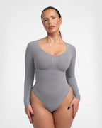 Bodysuit Sculpting Shapewear Longsleeve mit String