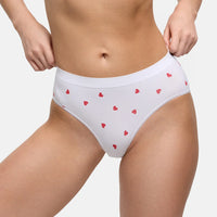 Red Heart Print - White