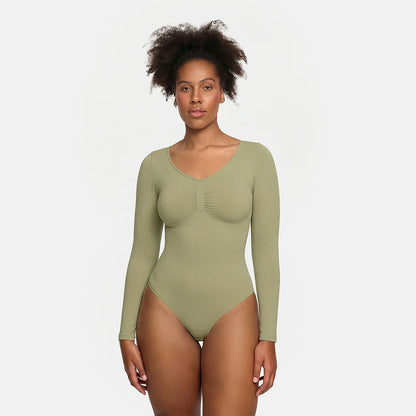 Bodysuit Sculpting Shapewear Longsleeve mit String