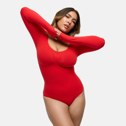 Bodysuit Sculpting Shapewear Longsleeve mit String