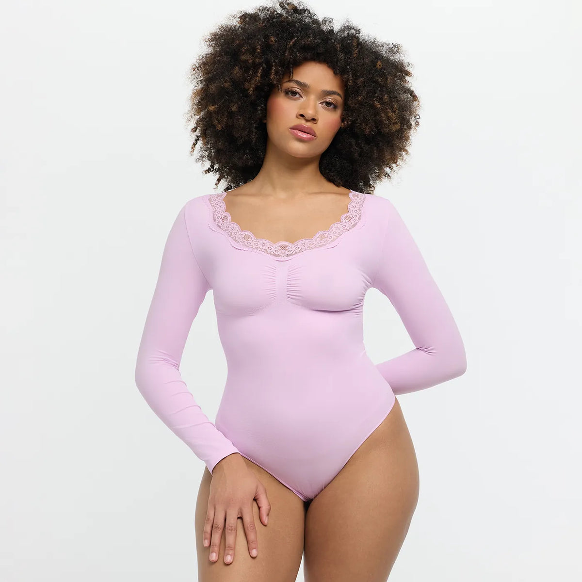 Lace Bodysuit Sculpting Shapewear Longsleeve mit String