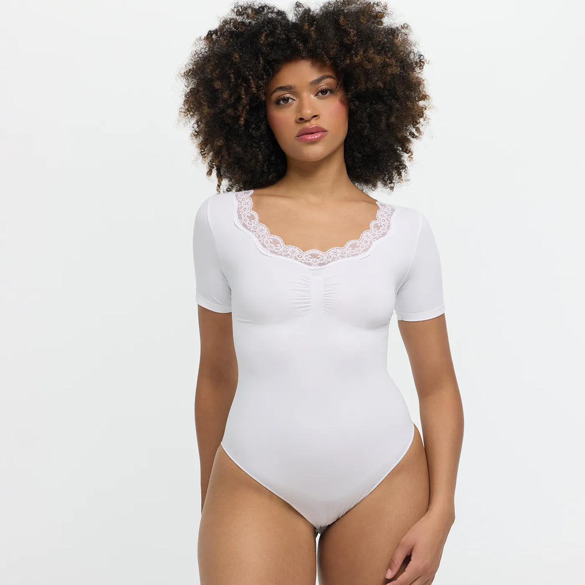 Lace T-Shirt Bodysuit Sculpting Shapewear mit Slip