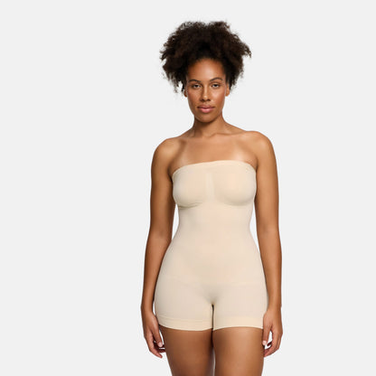 Trägerloser Bodysuit Sculpting Shapewear mit Shorts