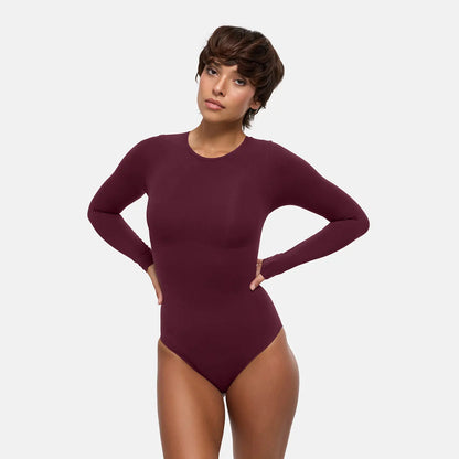 Crewneck Bodysuit Sculpting Shapewear Longsleeve mit Slip