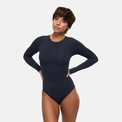 Crewneck Bodysuit Sculpting Shapewear Longsleeve mit Slip