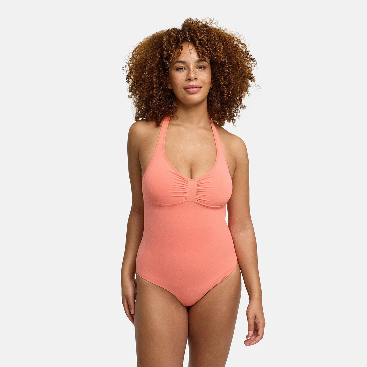 Neckholder Bodysuit Sculpting Shapewear mit integrierten Pads mit Slip