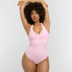 Neckholder Bodysuit Sculpting Shapewear mit integrierten Pads mit Slip