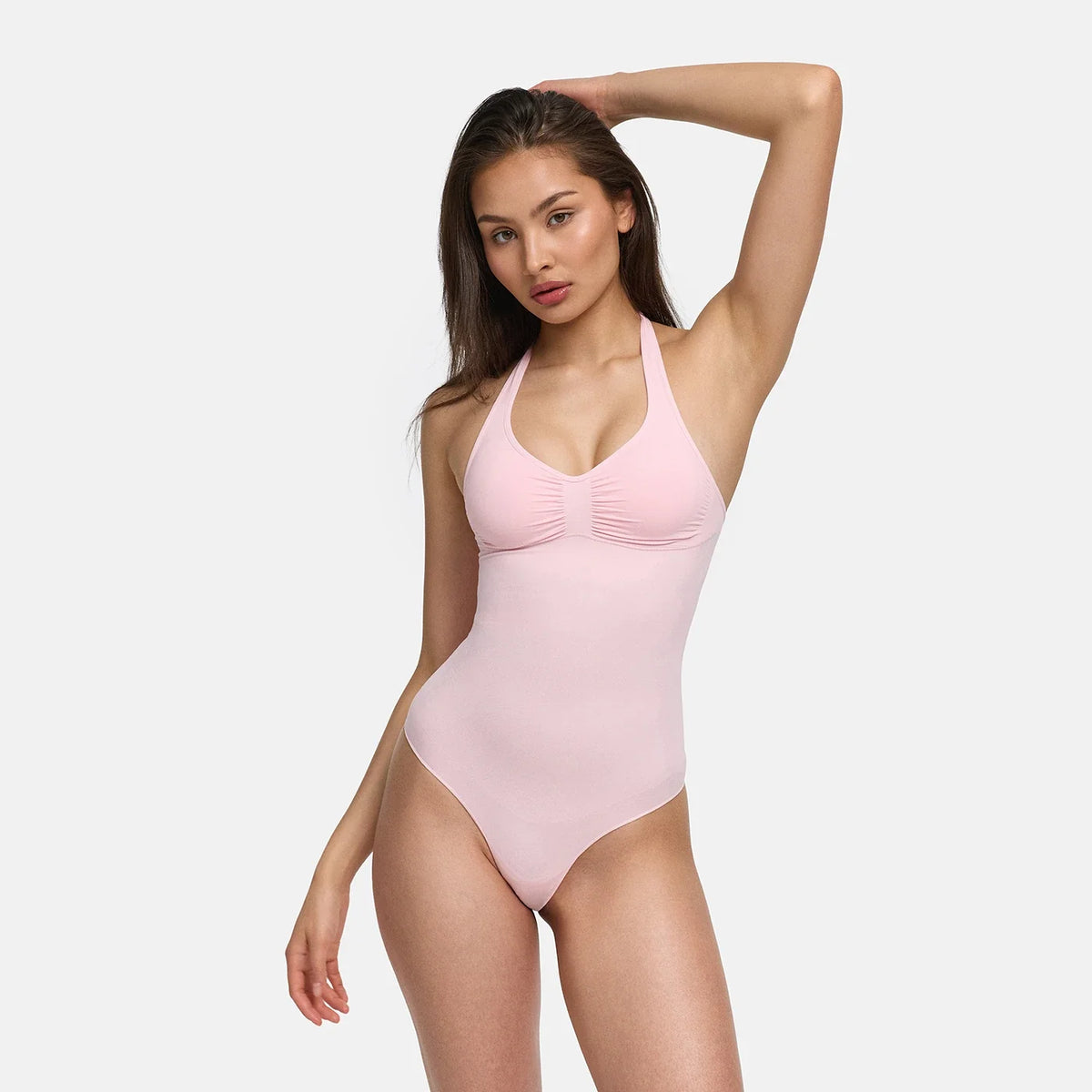 Neckholder Bodysuit Sculpting Shapewear mit integrierten Pads mit String