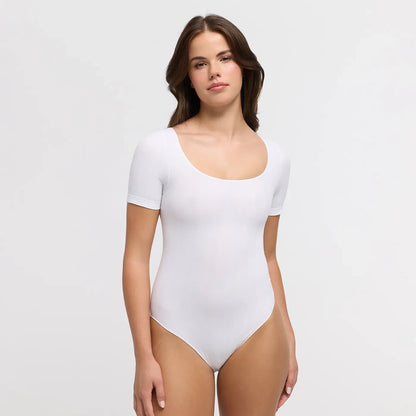 Jacquard T-Shirt Bodysuit Sculpting Shapewear mit Slip