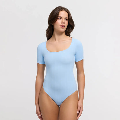 Jacquard T-Shirt Bodysuit Sculpting Shapewear mit Slip