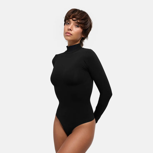 Turtelneck Bodysuit Sculpting Shapewear Longsleeve mit Slip