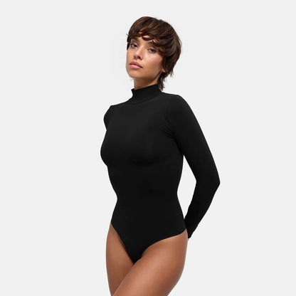 Turtelneck Bodysuit Sculpting Shapewear Longsleeve mit String