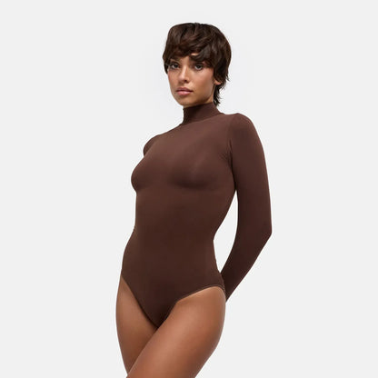 Turtelneck Bodysuit Sculpting Shapewear Longsleeve mit String