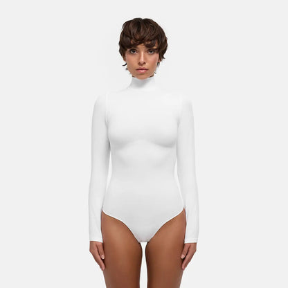 Turtelneck Bodysuit Sculpting Shapewear Longsleeve mit String