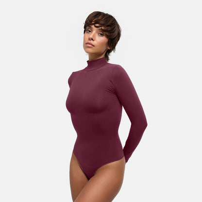 Turtelneck Bodysuit Sculpting Shapewear Longsleeve mit String
