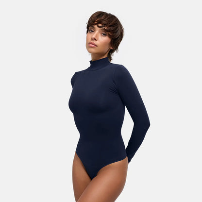 Turtelneck Bodysuit Sculpting Shapewear Longsleeve mit String