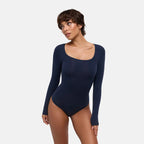 Square Neck Bodysuit Sculpting Shapewear Longsleeve mit String