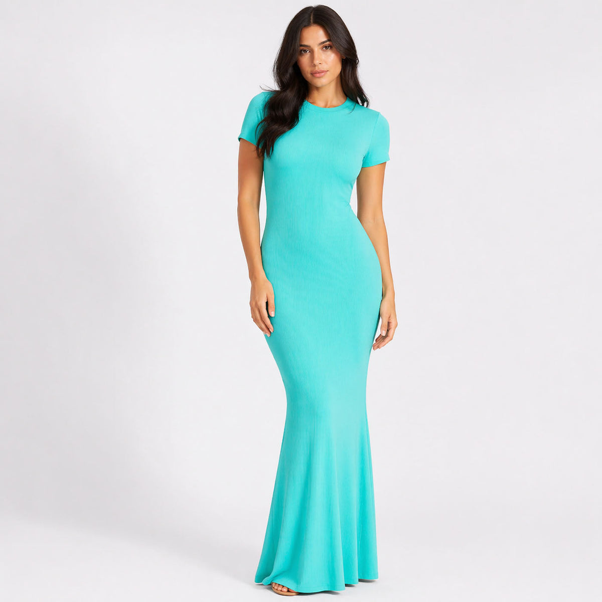 Ribbed T-Shirt Maxikleid