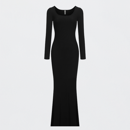 Ribbed Long Sleeve Maxikleid