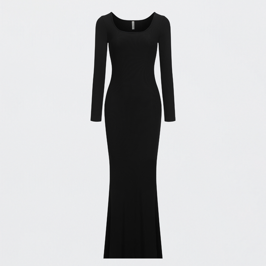 Ribbed Long Sleeve Maxikleid