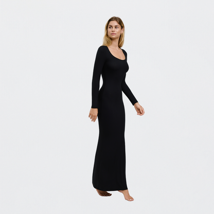 Ribbed Long Sleeve Maxikleid