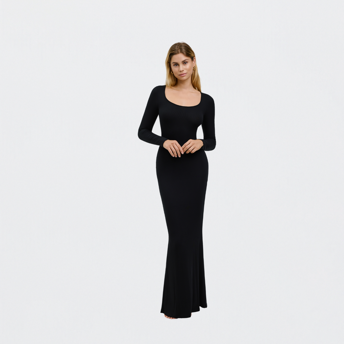 Ribbed Long Sleeve Maxikleid