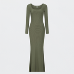 Ribbed Long Sleeve Maxikleid