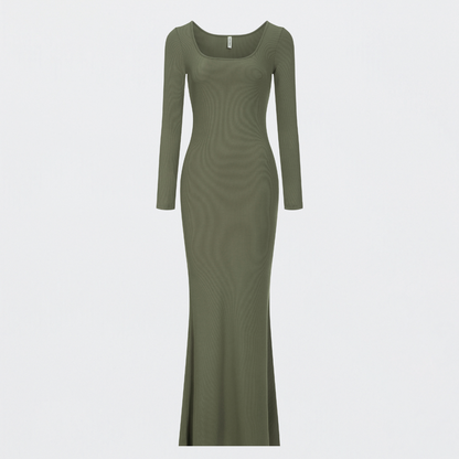 Ribbed Long Sleeve Maxikleid