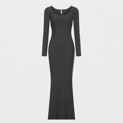 Ribbed Long Sleeve Maxikleid