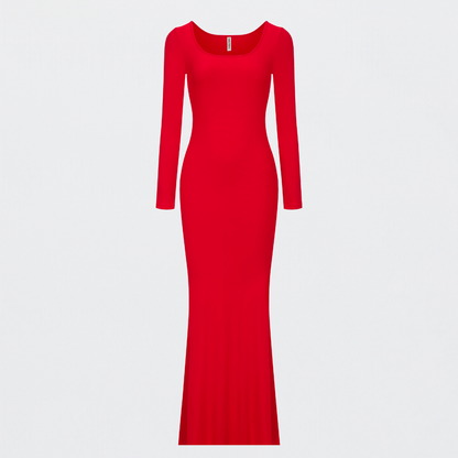 Ribbed Long Sleeve Maxikleid