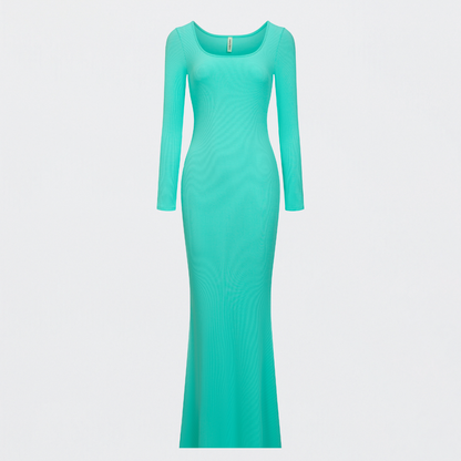 Ribbed Long Sleeve Maxikleid