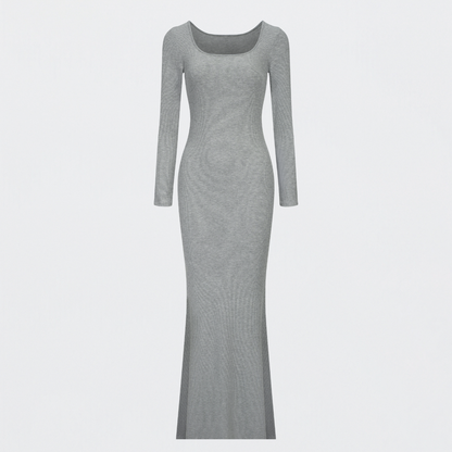 Ribbed Long Sleeve Maxikleid