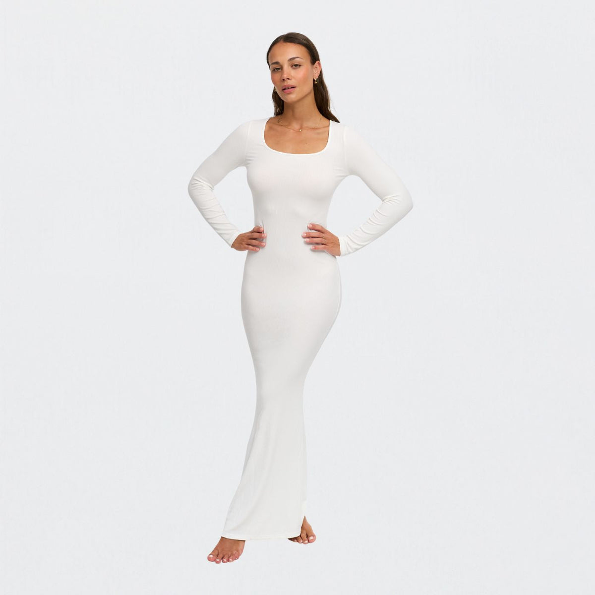 Ribbed Long Sleeve Maxikleid