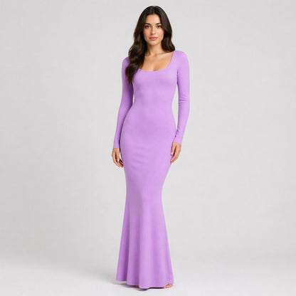 Ribbed Long Sleeve Maxikleid