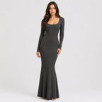 Ribbed Long Sleeve Maxikleid