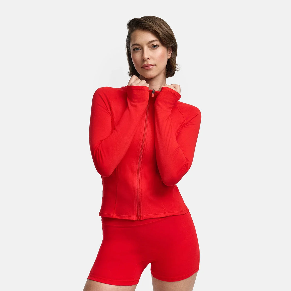Cotton Body Fitted Zipper Jacke