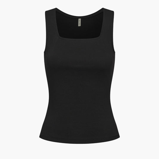 Cotton Tanktop mit eckigem Ausschnitt