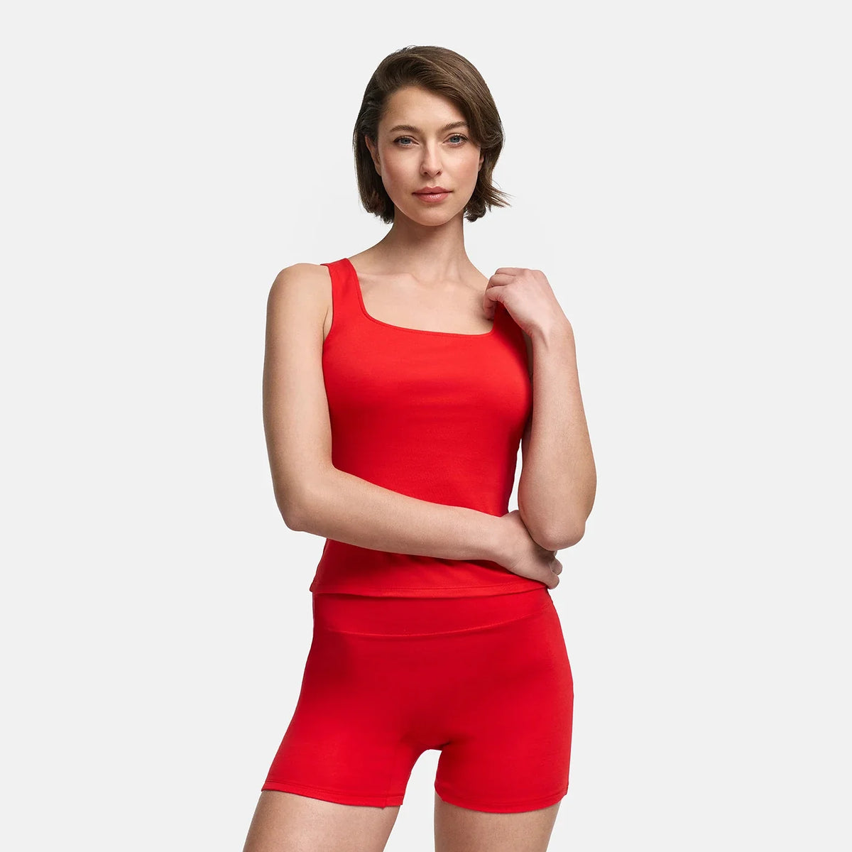 Cotton Tanktop mit eckigem Ausschnitt