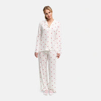Red Heart Print - White