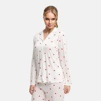Red Heart Print - White