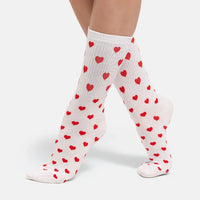 Red Heart Print - White